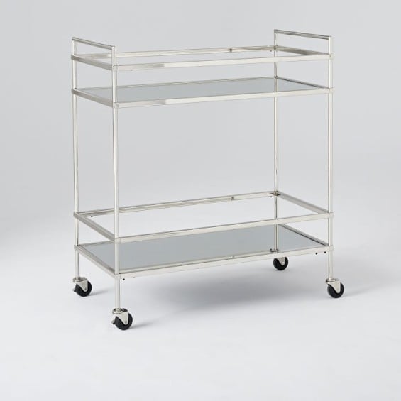 Terrace Bar Cart. Finish: Polished Nickel West Elm Silver bar carts