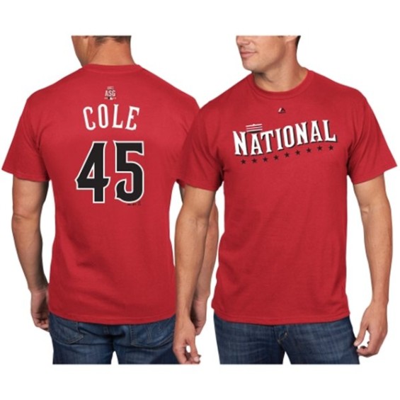 Majestic Gerrit Cole Pittsburgh Pirates Red 2015 All-Star Game Name & Number T-Shirt