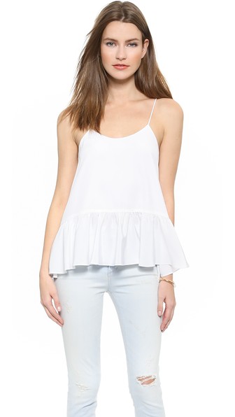 Tibi Strappy Ruffle Cami in Ivory