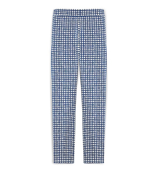 Tory Burch FLAT-FRONT CROPPED STRAIGHT-LEG JEAN in BLUE HAVEN CANVAS PLAID A