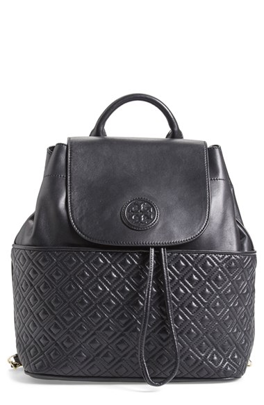 Tory Burch 'Marion' Quilted Lambskin Backpack in Black
