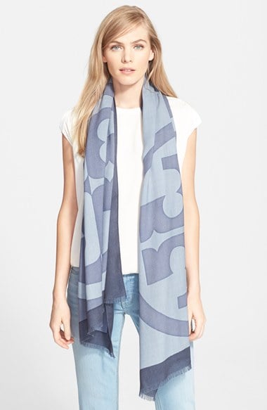 Tory Burch 'Reva' Logo Scarf in Tory Navy