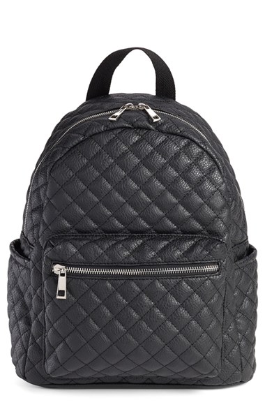 Amici Accessories Vegan Leather Quilted Backpack in Black