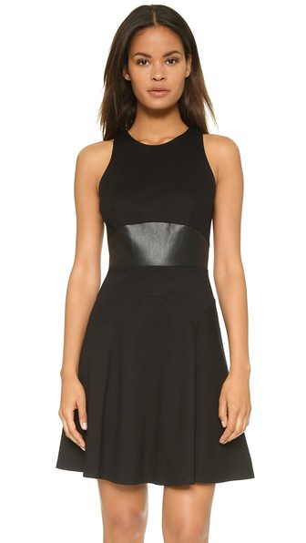 5th & Mercer Flare Mini Dress in Black