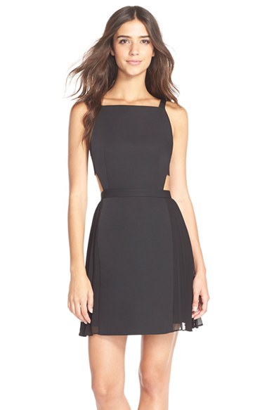 BCBGMAXAZRIA 'Brielle' Backless Satin Fit & Flare Dress in Black