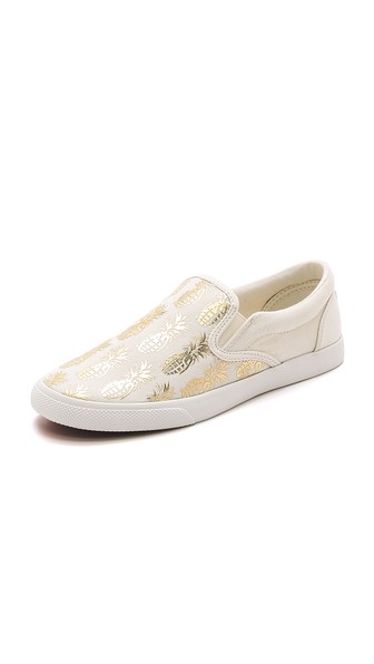 BucketFeet Pineappleade Slip On Sneakers in Beige/Gold