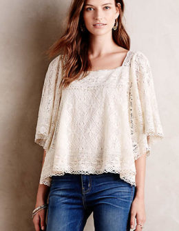 Burano Lace Peasant Top by Vanessa Virginia in Ivory