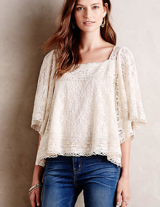 Burano Lace Peasant Top by Vanessa Virginia in Ivory