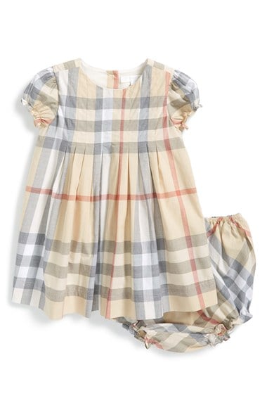 Burberry 'Ellalu' Check Print Dress & Bloomers (Toddler Girls) in Pale Stone