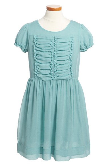 Burberry 'Hailee' Ruffle Dress (Little Girls & Big Girls) in Pale Peridot Blue