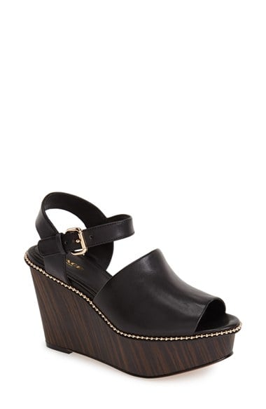 COACH 'Harla' Platform Wedge Sandal (Women) in Black Leather 