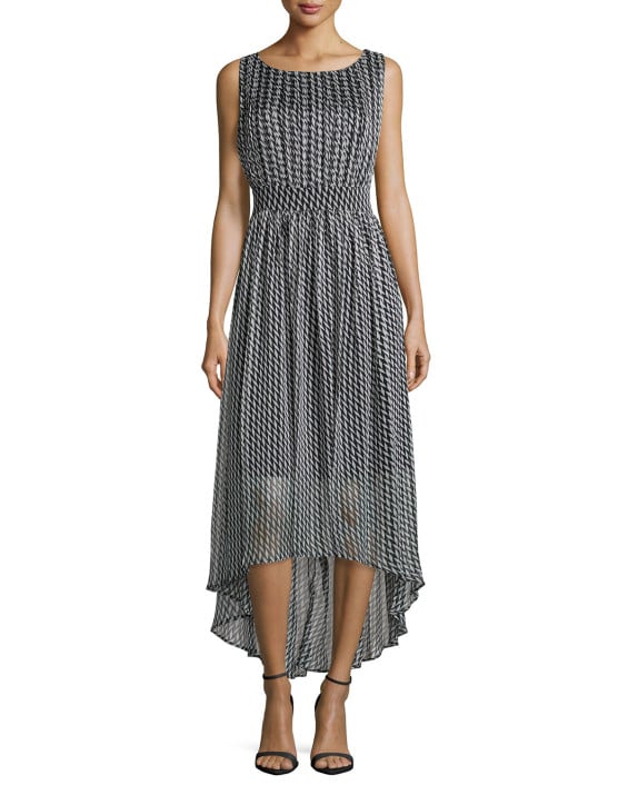 Carmen by Carmen Marc Valvo Sleeve Houndstooth Dress W/ High-Low Hem in Black/White Combo