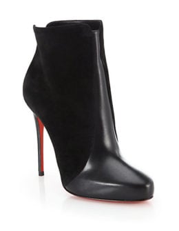 Christian Louboutin Geatanina Suede & Leather Ankle Boots in Black