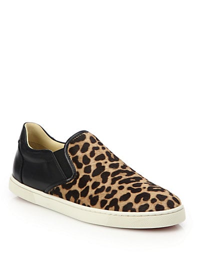 Christian Louboutin Master Key Leopard-Print Slip-On Sneakers in Brown-Black