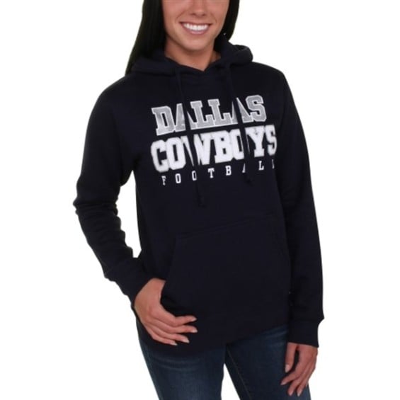 Dallas Cowboys Women's Navy Blue Practice Glitter Pullover Hoodie