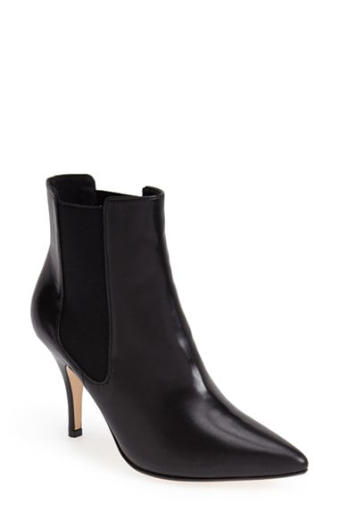 Dune London 'Nightlife' Pointy Toe Chelsea Bootie (Women) in Black Leather