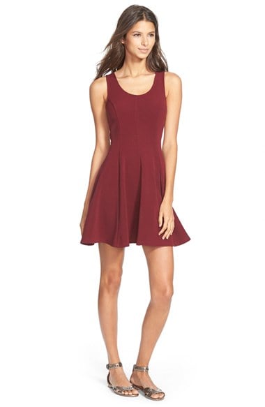 EVERLY Princess Seam Fit & Flare Dress in Burgundy