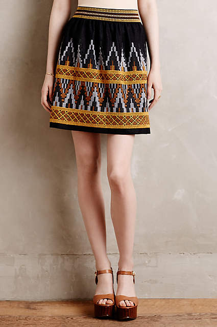 Embroidered Aberdeen Skirt by Anna Sui in Grey