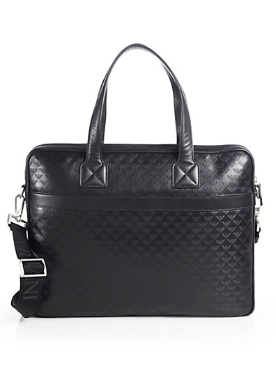Emporio Armani Vitello Laptop Case in Black