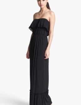 FELICITY & COCO Ruffled Strapless Maxi Dress (Nordstrom Exclusive) in Black