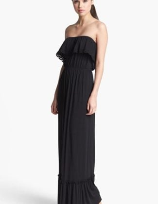 FELICITY & COCO Ruffled Strapless Maxi Dress (Nordstrom Exclusive) in Black