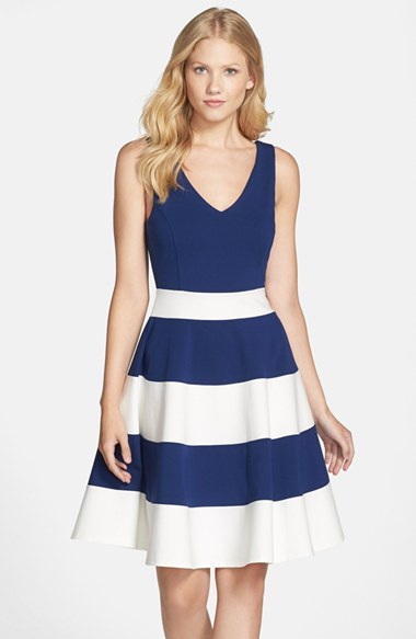 FELICITY & COCO Sleeveless Fit & Flare Dress (Nordstrom Exclusive) in Navy and White