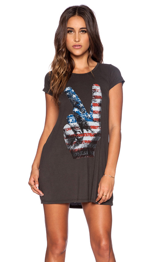 FLAG PEACE HAND LANA DRESS By LAUREN MOSHI in Faded Black