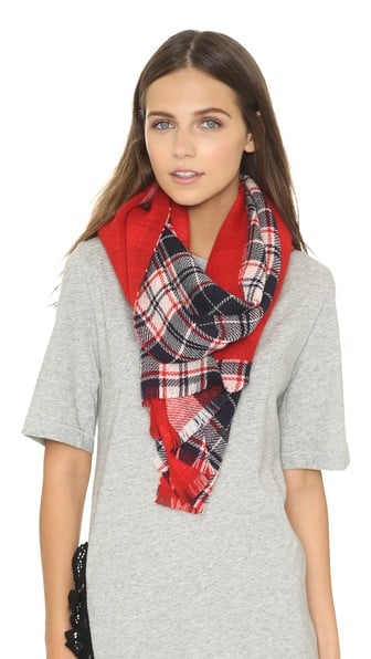 Franco Ferrari Double Kilt Plaid Scarf in Red, White and Navy Blue