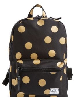 Herschel Supply Co. 'Settlement' Backpack (Kids) in Black/Gold Polka Dot
