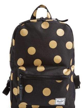 Herschel Supply Co. 'Settlement' Backpack (Kids) in Black/Gold Polka Dot