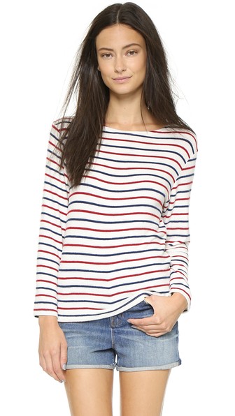 Hye Park and Lune Mars Long Sleeve Tee in Navy Blue/Red/White
