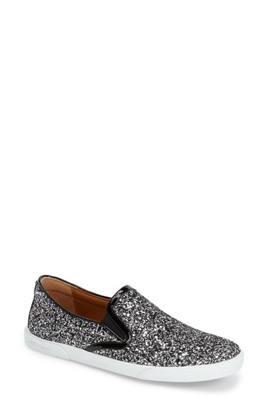 Jimmy Choo 'Demi' Slip-On Sneaker (Women) in Black/Mist Glitter Fabric