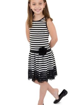 LITTLE ANGELS Stripe Tank Dress (Toddler Girls & Little Girls) in Ivory
