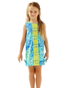 Lilly Pulitzer GIRLS LITTLE LILLY CLASSIC SHIFT DRESS in Sea Blue Lillys Lagoon