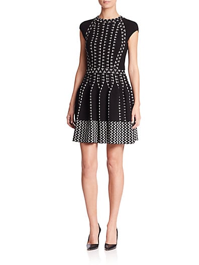 M Missoni Embroidered-Panel Dress in Black-White