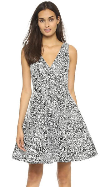 Opening Ceremony V Neck Flare Dress in White Multi