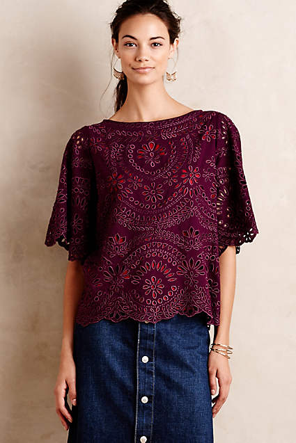 Picado Blouse by KAS New York in Plum