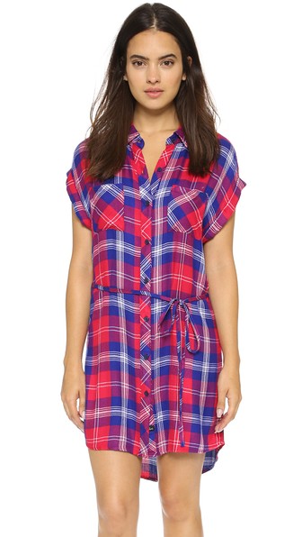 RAILS Brooke Shirtdress in Cobalt/Cherry/White