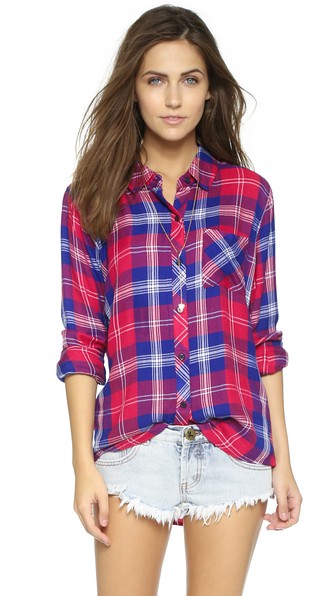 RAILS Hunter Button Down Shirt in Cobalt Blue/Cherry/White