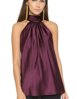 Ramy Brook Paige Sleeveless Blouse in Cranberry burgundy tops