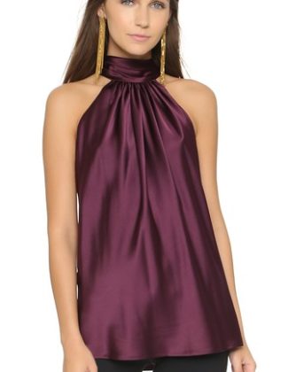 Ramy Brook Paige Sleeveless Blouse in Cranberry burgundy tops
