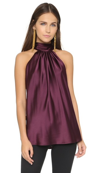 Ramy Brook Paige Sleeveless Blouse in Cranberry burgundy tops