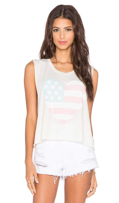 SUN BLEACHED HEART TANK By WILDFOX COUTURE in Vintage Lace