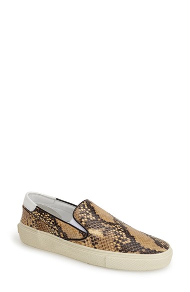 Saint Laurent 'Skate' Slip-On Sneaker (Women) in Natural Python Leather