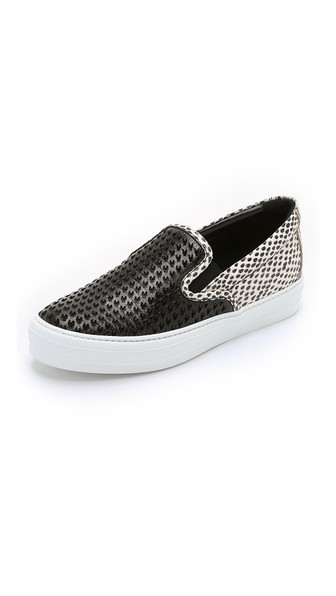 Salvatore Ferragamo Pacau Patch Slip On Sneakers in Nero