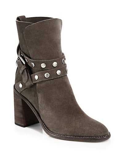 See by Chloé Janis Studded Suede Ankle Boots in Grey