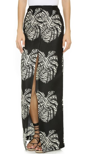 Solace London Cassie Maxi Skirt in Palm Print