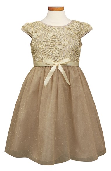 Sorbet Soutache & Glitter Tulle Dress (Toddler Girls & Big Girls) in Gold