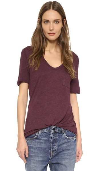 T by Alexander Wang Classic Tee with Pocket in Plum