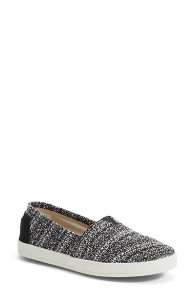 TOMS 'Avalon' Bouclé Slip-On (Women) in Black Boucle